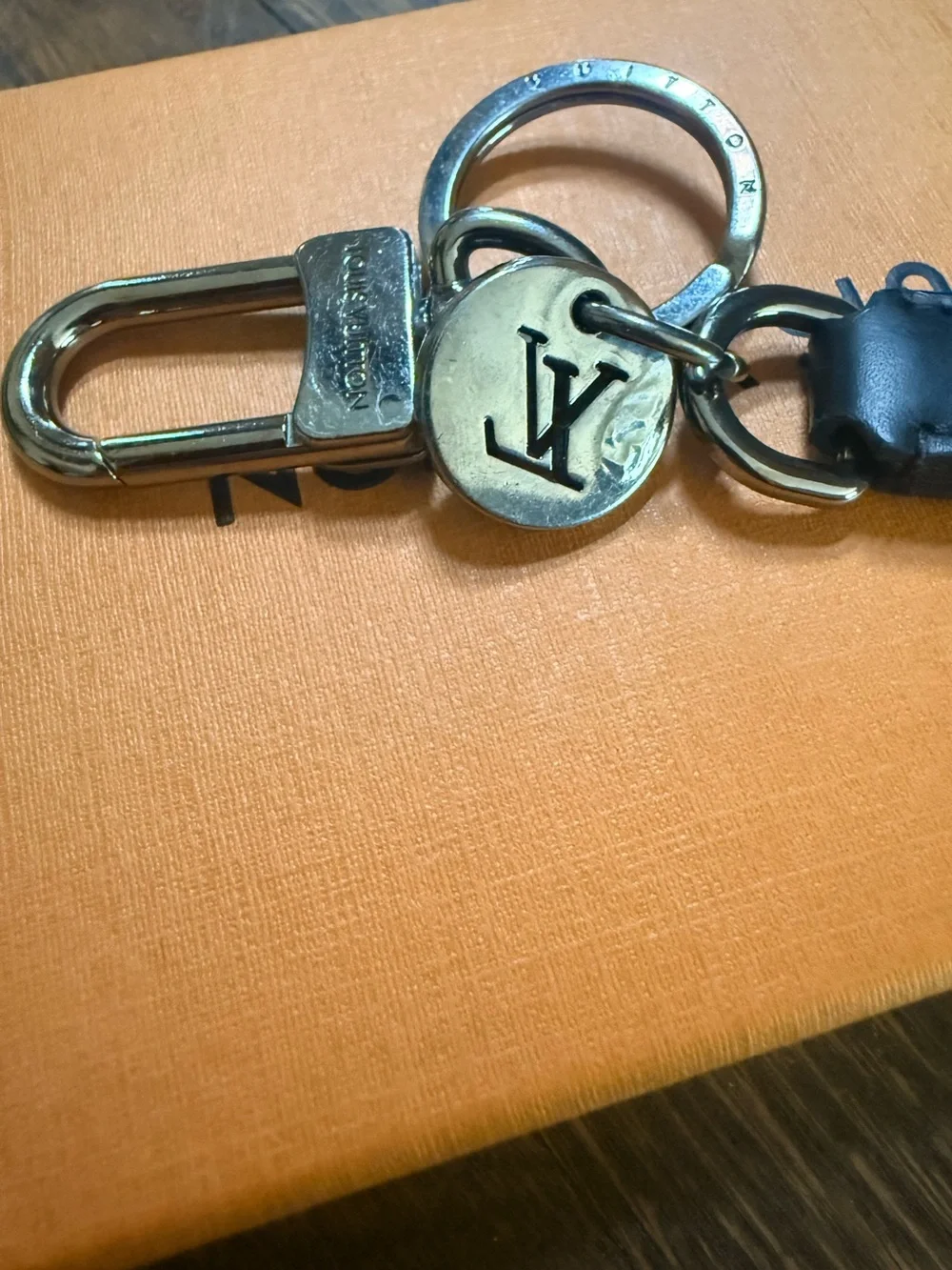 Louis Vuitton Black Monogram Eclipse Leather Key Charm with Silver Hardware